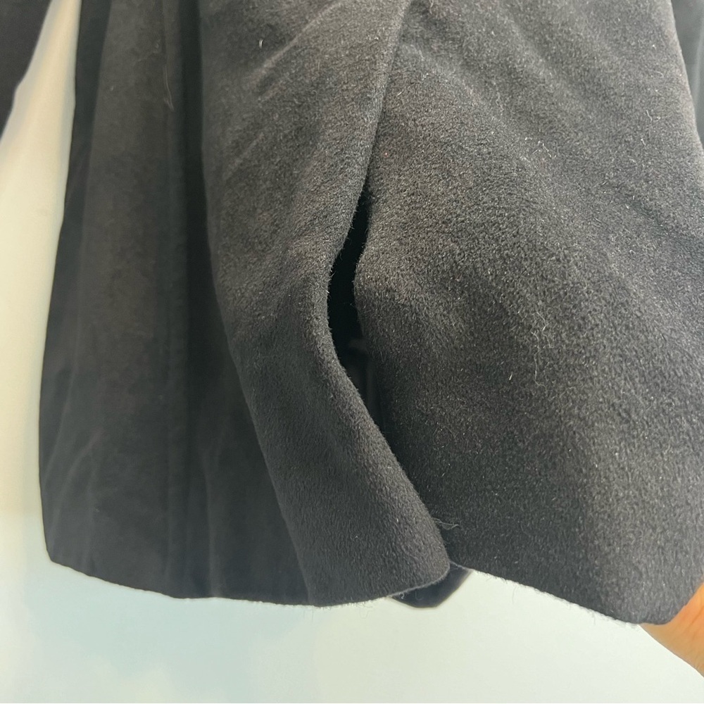 Mantello Womens Wool Angora Blend Pea Coat Dress Coat Jacket Black Sz 10 Classic - Picture 6 of 12